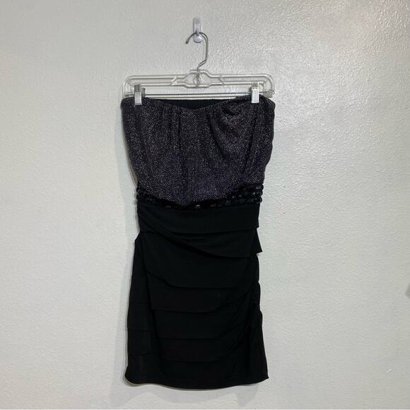 City Studio Black Strapless Bodycon Mini Dress Sz S - Picture 1 of 10